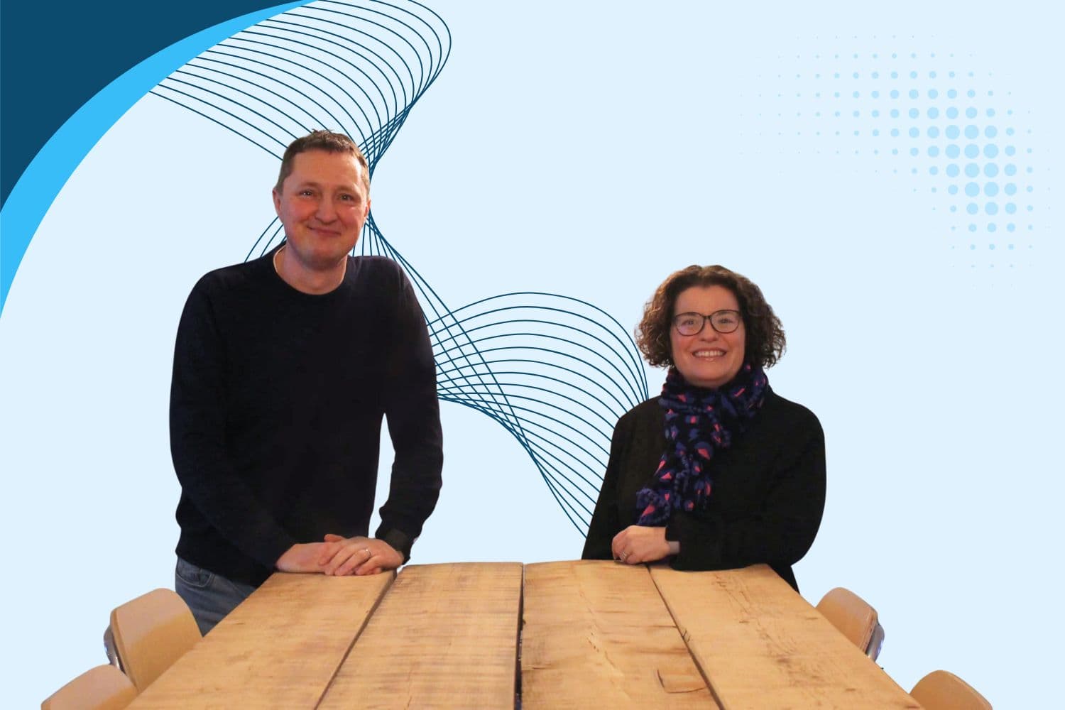 Rob and Nicci Birley, Directors of Cornerstone Resources, smiling at the camera standing at a table